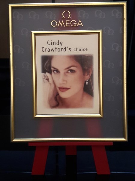 OMEGA : Vintage Watch Stand Display OMEGA CONSTELLATION Advertising Cindy Crawford's