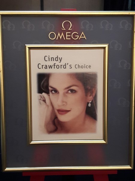 OMEGA : Vintage Watch Stand Display OMEGA CONSTELLATION Advertising Cindy Crawford's