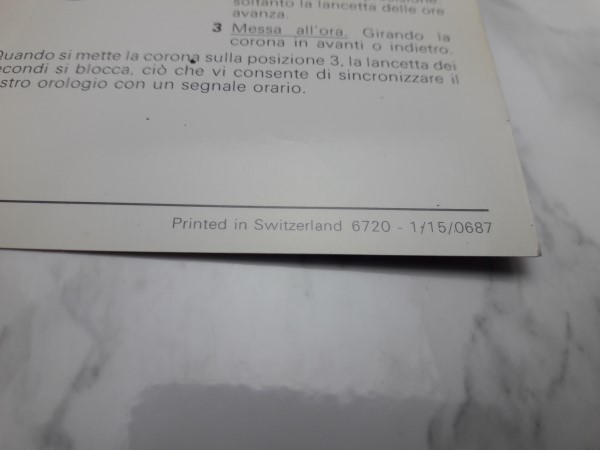 1987 INSTRUCTION MANUAL BOOKLET FOR OMEGA QUARTZ CAL 1449