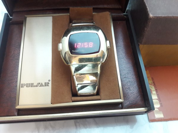 Tiffany & Co Pulsar 14k Gold Filled P3 Date Command Digital Led Watch Box Booklet