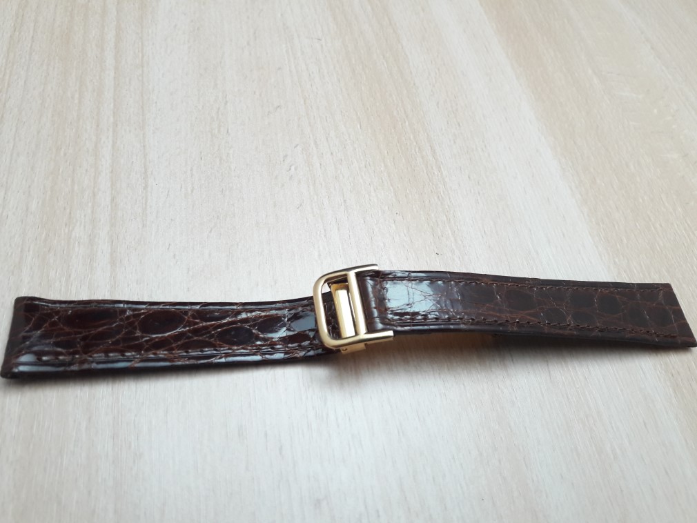 18MM BROWN LEATHER GOLD PLATED DEPLOYMENT CLASP REPLACEMENT FOR CARTIER 