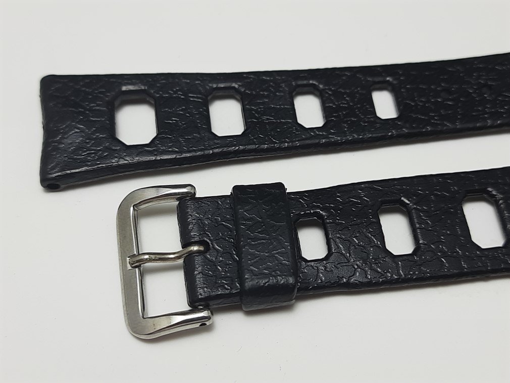 VINTAGE 1960-70's 20MM TROPIC STYLE BLACK RUBBER WATCH BAND STRAP
