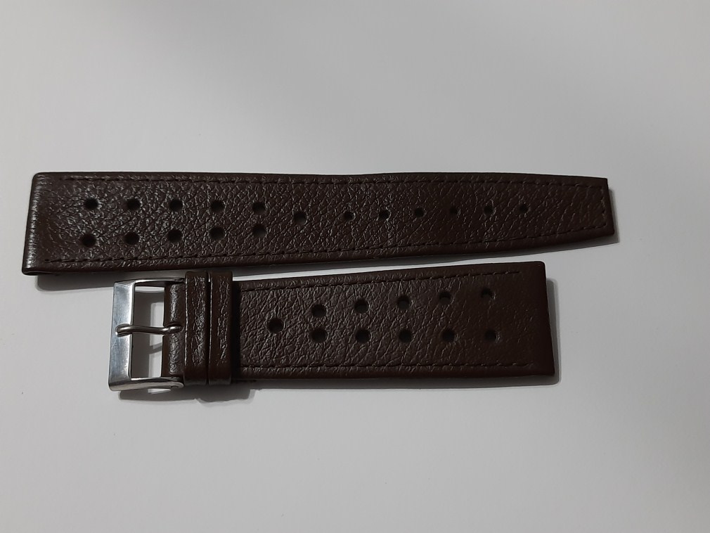 1960/70'S 22MM BROWN PERFORATED SWISS STRAP HEUER MONACO SILVESRSTONE ...