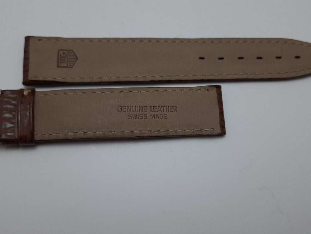 GENUINE OEM TAG HEUER 20MM BROWN SHARK LEATHER BAND STRAP