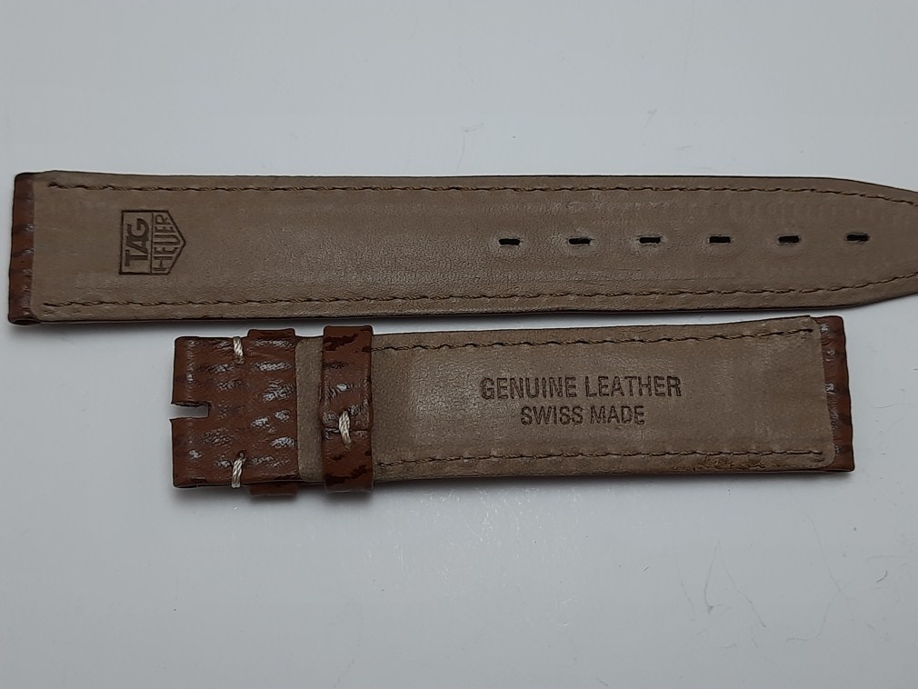 GENUINE OEM TAG HEUER 17.5 MM BROWN SHARK LEATHER BAND STRAP