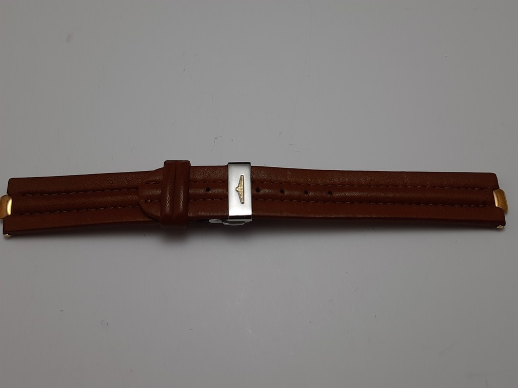 RARE 18MM LONGINES CONQUEST BROWN CALFSKIN STRAP + SIGNED DEPLOYMENT BUCKLE