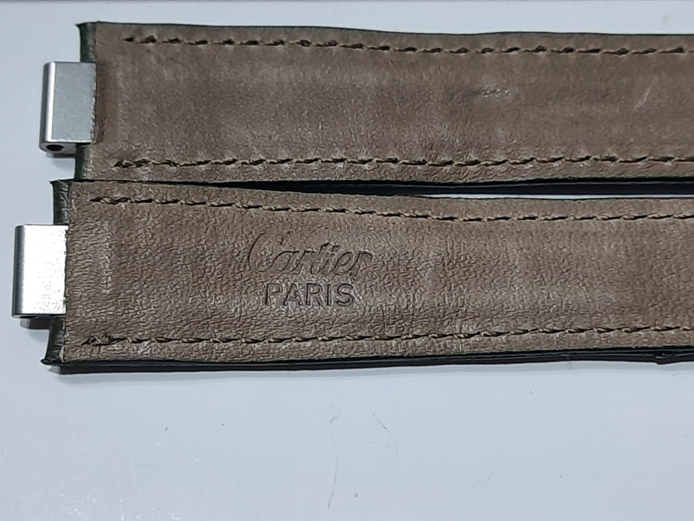 CARTIER MUST 21 OEM 16.5MM GREEN OSTRICH LEATHER STRAP AUTHENTIC - FACTORY PACKAGI