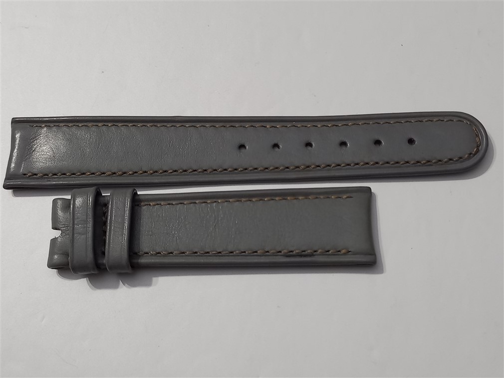VINTAGE NOS 1960'S VULCAIN 18X16 MM GRAY LEATHER BAND STRAP