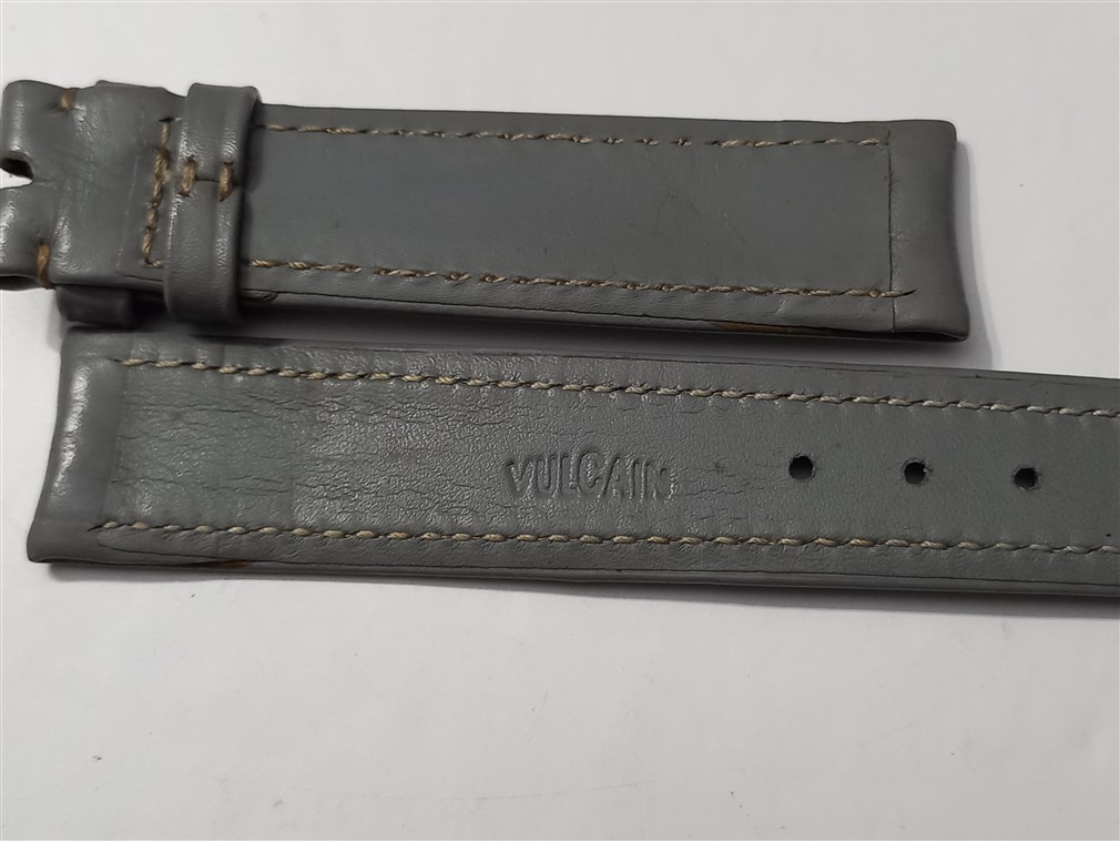VINTAGE NOS 1960'S VULCAIN 18X16 MM GRAY LEATHER BAND STRAP