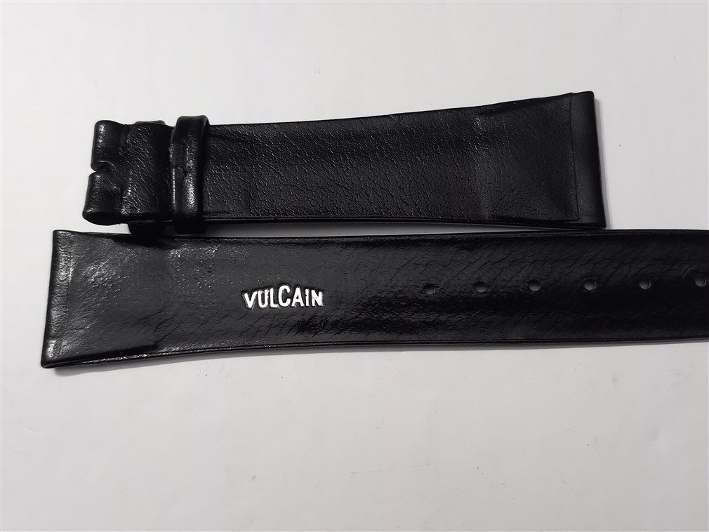 VINTAGE NOS 1960-70'S VULCAIN 21X16 MM BLACK LEATHER BAND STRAP