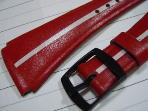 TISSOT ASTROLON : NOS 25MM  RED LEATHER STRAP FOR ASTROLON RESEARCH IDEA 2001