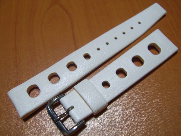 AUTHENTIC NOS 1960'S TROPIC BIG HOLES 18MM SWISS WHITE DIVE BAND STRAP