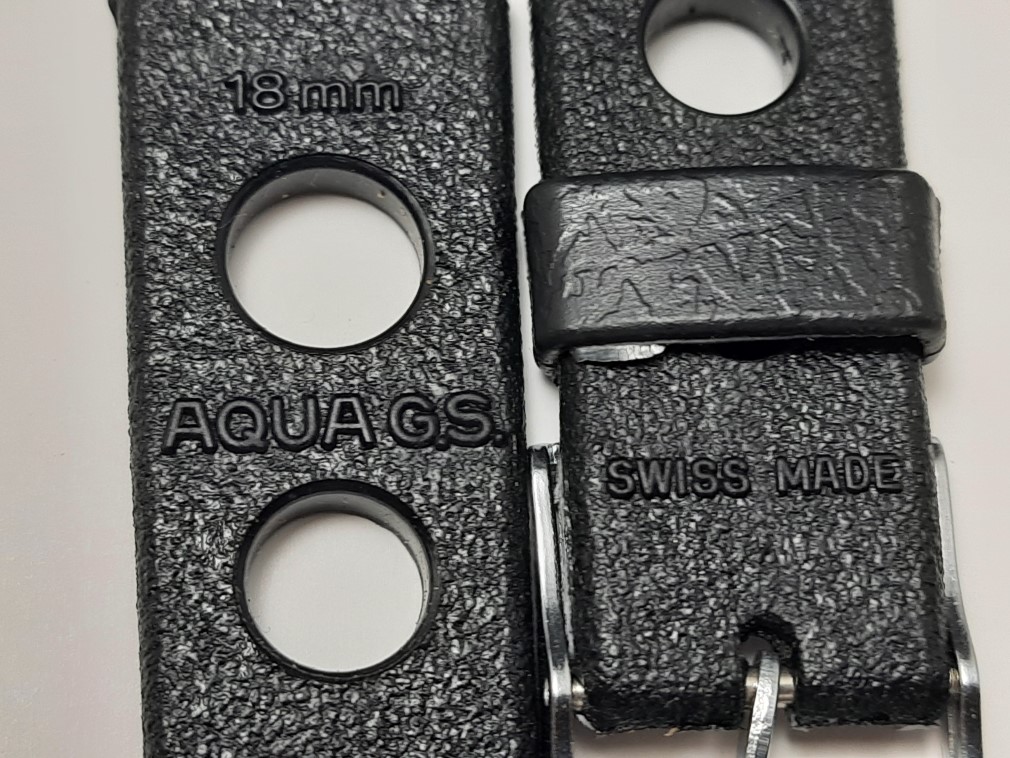 VINTAGE NOS 1960-70'S SWISS AQUA G.S 18MM BLACK DIVE BAND STRAP