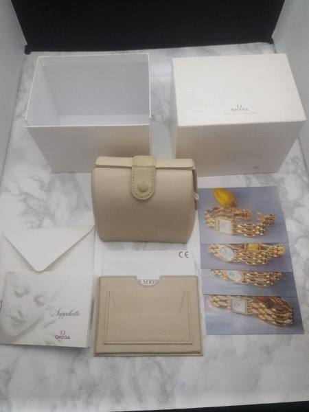 OMEGA SAPHETTE WATCH BOX WITH INSTRUCTIONS & CARDS HOLDER