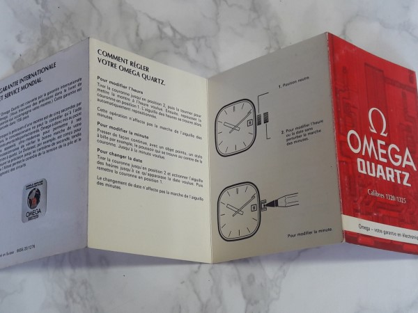  1976 INSTRUCTION BOOKLET FOR OMEGA QUARTZ CAL 1320 / 1325