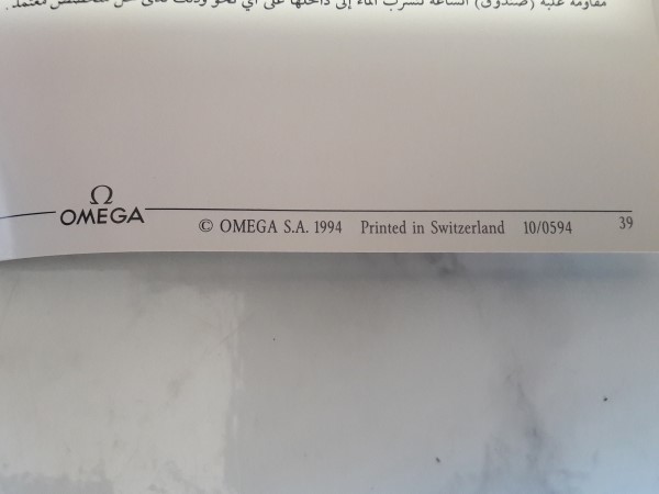 1994 INSTRUCTION BOOKLET OMEGA SPEEDMASTER MOONWATCH CAL 861 / 862