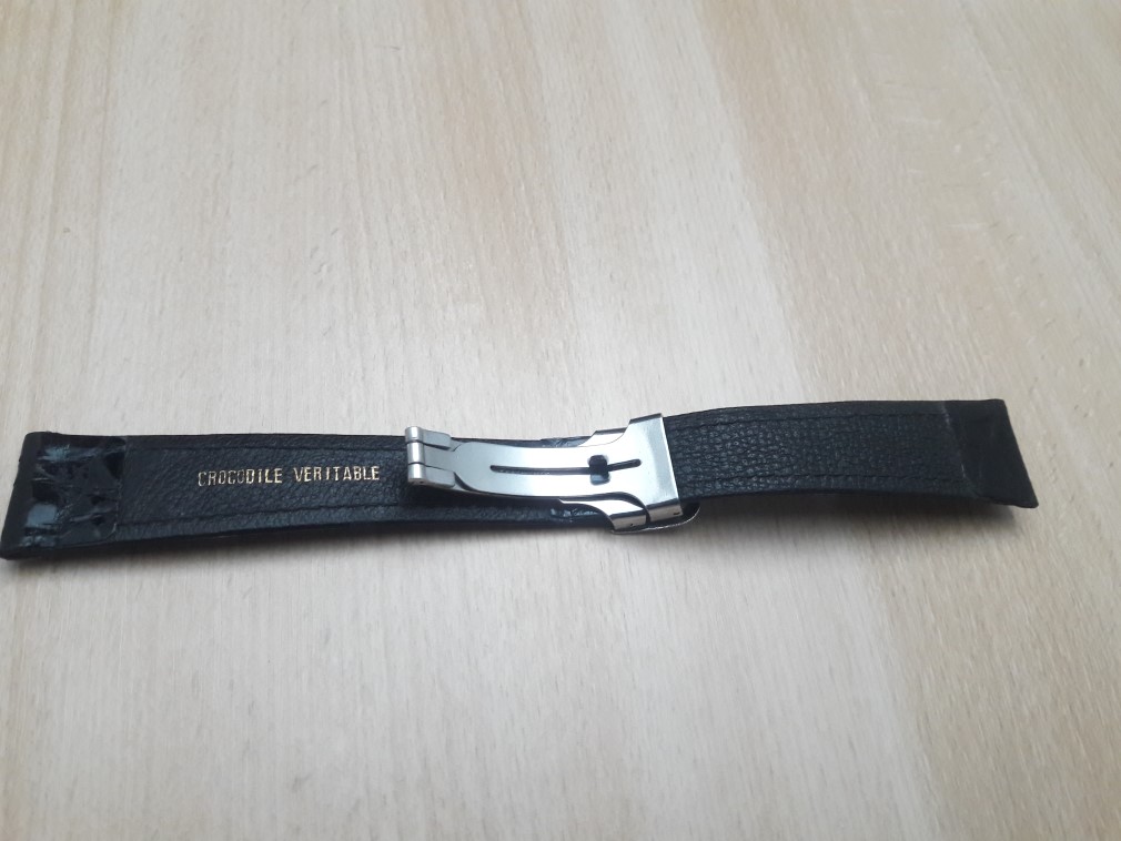 20MM BLACK LEATHER STRAP STEEL DEPLOYMENT CLASP REPLACEMENT FOR CARTIER 