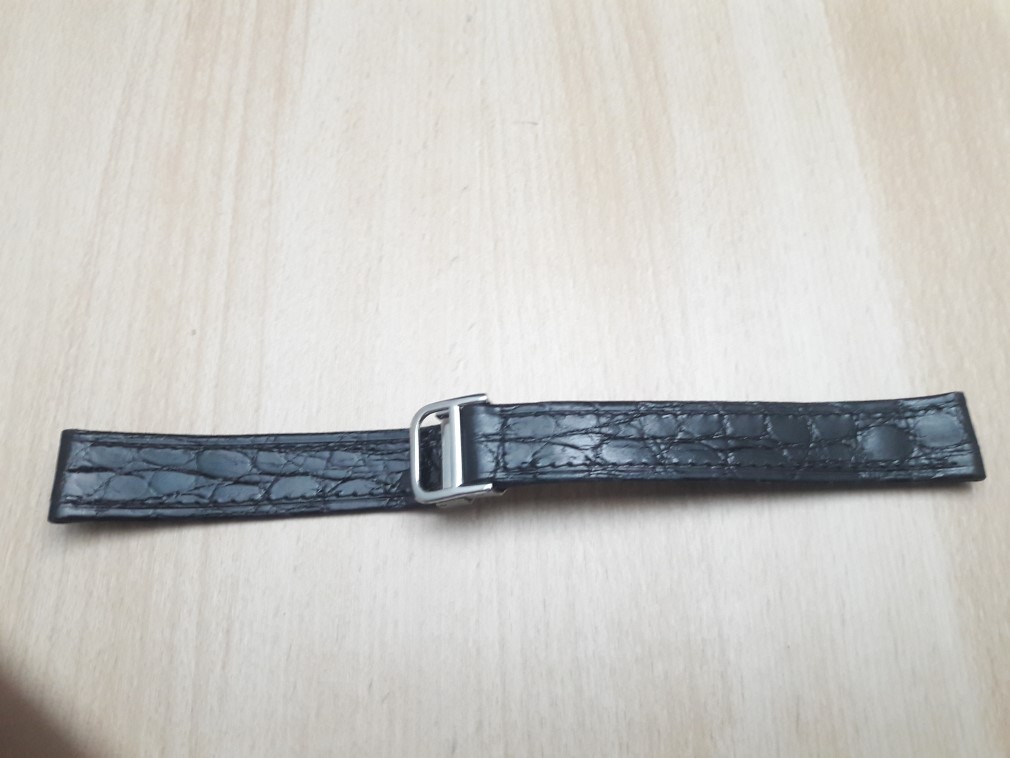16MM BLACK LEATHER STRAP STEEL DEPLOYMENT CLASP REPLACEMENT FOR CARTIER 