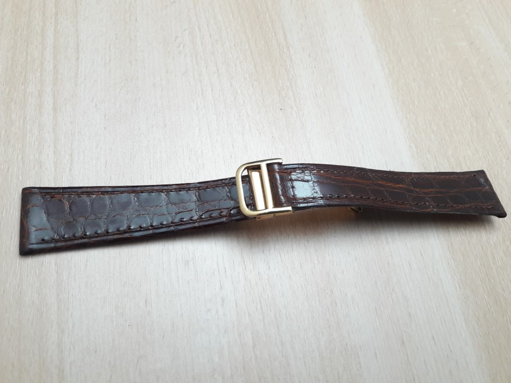 20MM BROWN LEATHER GOLD PLATED DEPLOYMENT CLASP REPLACEMENT FOR CARTIER 