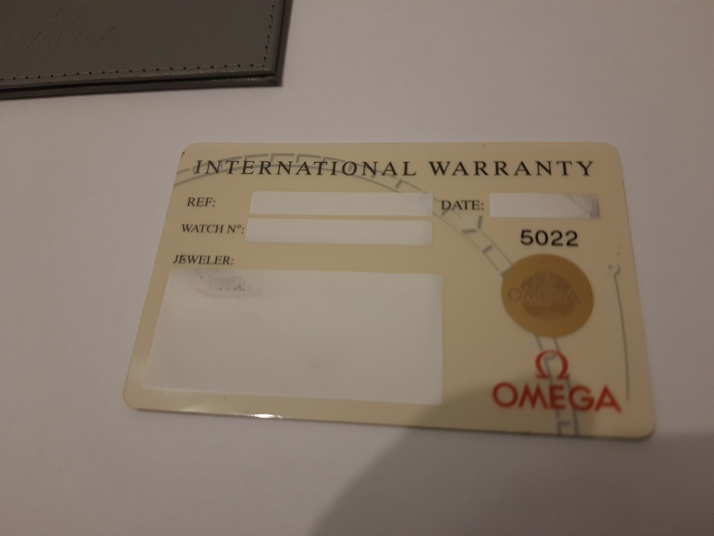 OMEGA INTERNATIONAL GUARANTEE WARRANTY CARD NEW, BLANK + LEATHER CARD HOLDER
