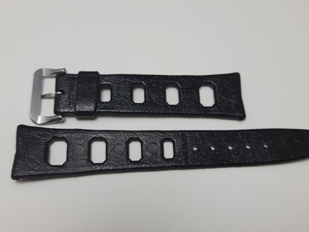 VINTAGE 1960-70's 20MM TROPIC STYLE BLACK RUBBER WATCH BAND STRAP