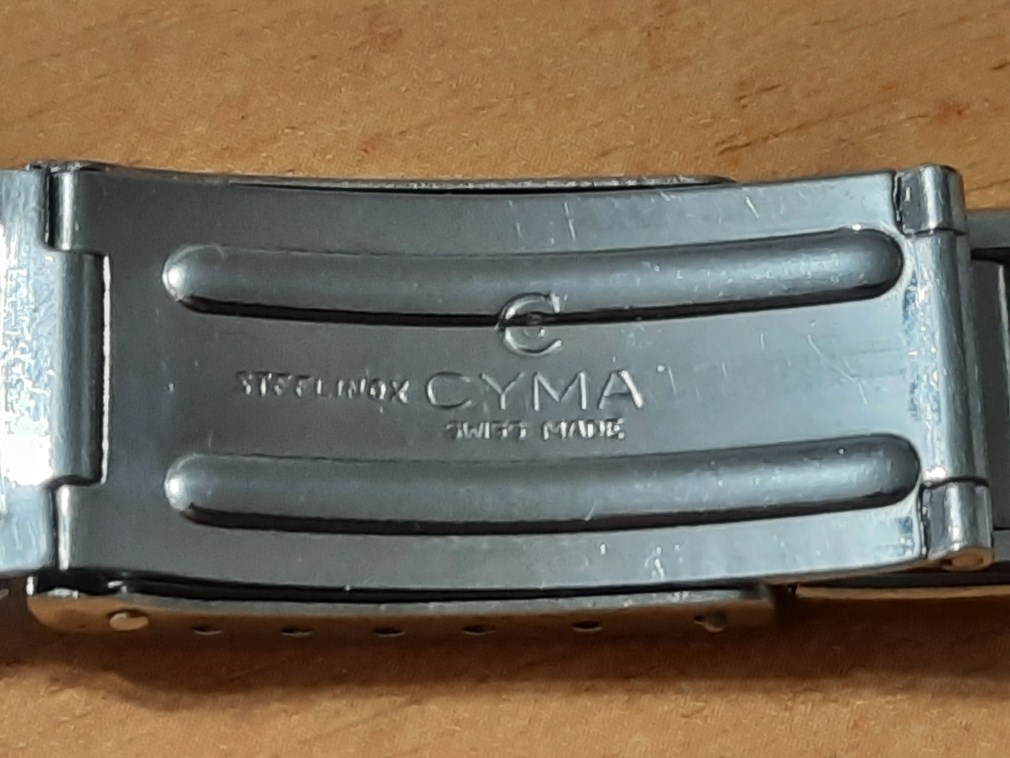 Rare vintage CYMA 18mm stainless steel stretch link bracelet curved end