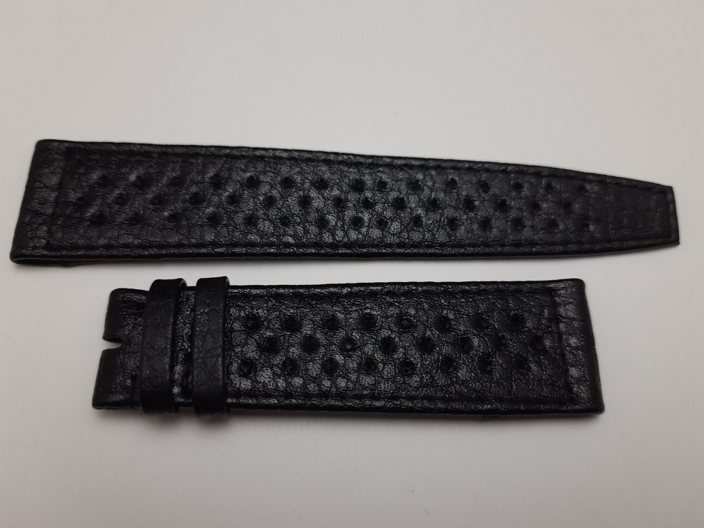 LONGINES 22M 1970'S VINTAGE NOS LONGINES BLACK PERFORATED LEATHER BAND STRAP