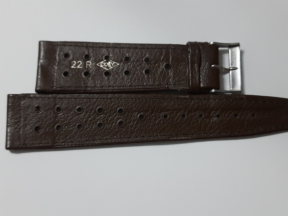 1960/70'S 22MM BROWN PERFORATED SWISS STRAP HEUER MONACO SILVESRSTONE ...