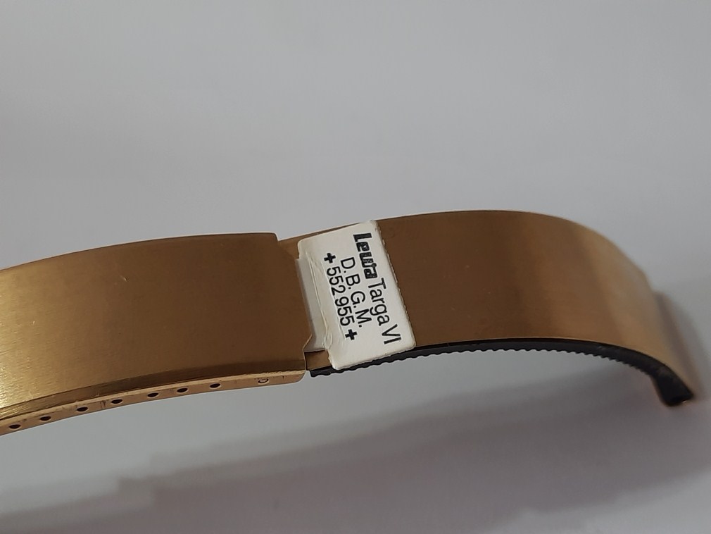 Rare NOS 1970-80's 18mm Lewa D.B.G.M High Quality German Made Gold Tone Steel / Rubber Bracelet
