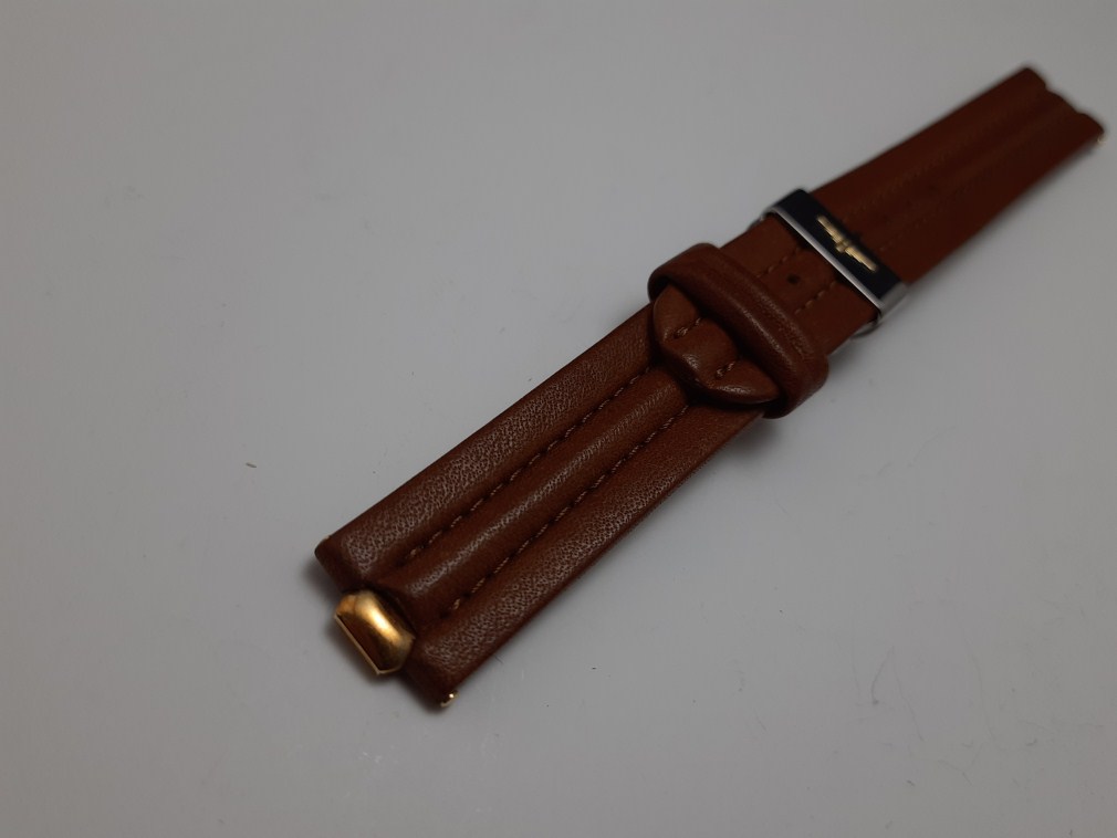 RARE 18MM LONGINES CONQUEST BROWN CALFSKIN STRAP + SIGNED DEPLOYMENT BUCKLE