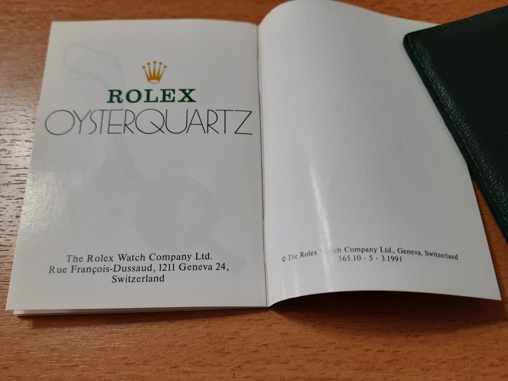 1991 Rolex Translation Guarantee Chronometer Certificate Booklet + Card Holder