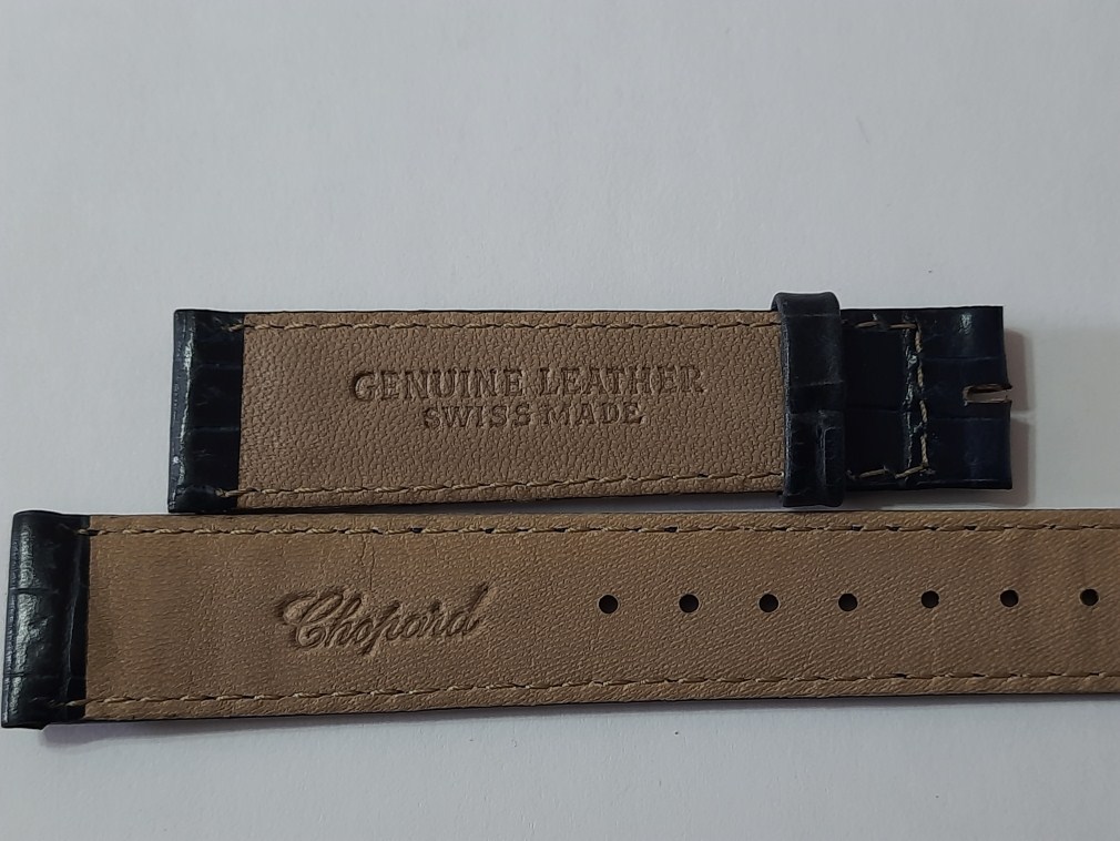 18MM VINTAGE CHOPARD BLUE LEATHER BAND STRAP