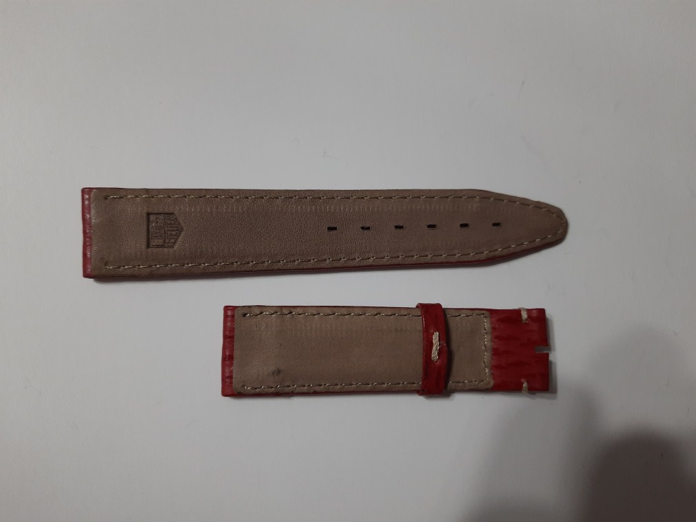 GENUINE OEM TAG HEUER 20 MM RED SHARK LEATHER BAND STRAP