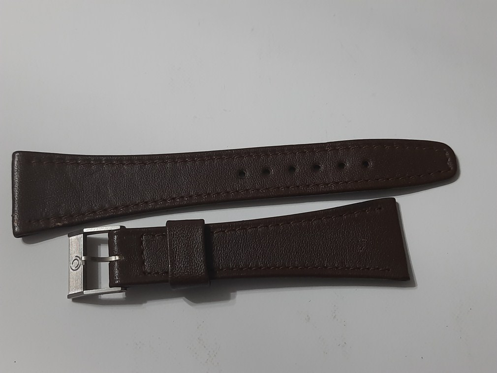 22MM 1960-70'S NOS CERTINA BROWN LEATHER BAND STRAP + SS CERTINA BUCKLE