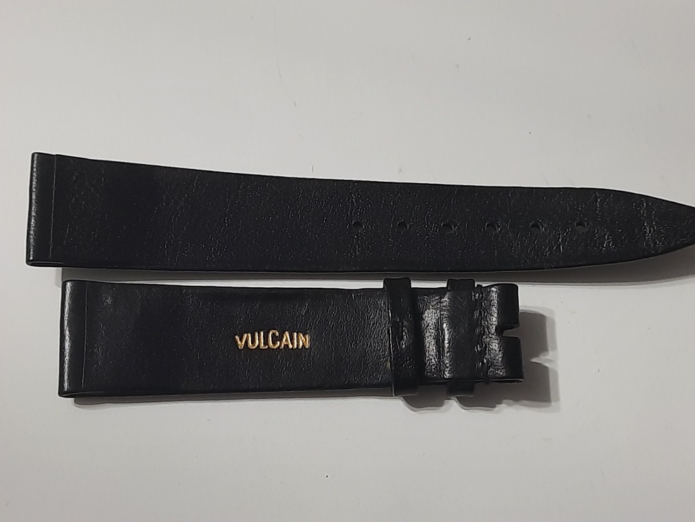 VINTAGE NOS 1960-70'S VULCAIN 19X16 MM BLACK LEATHER BAND STRAP