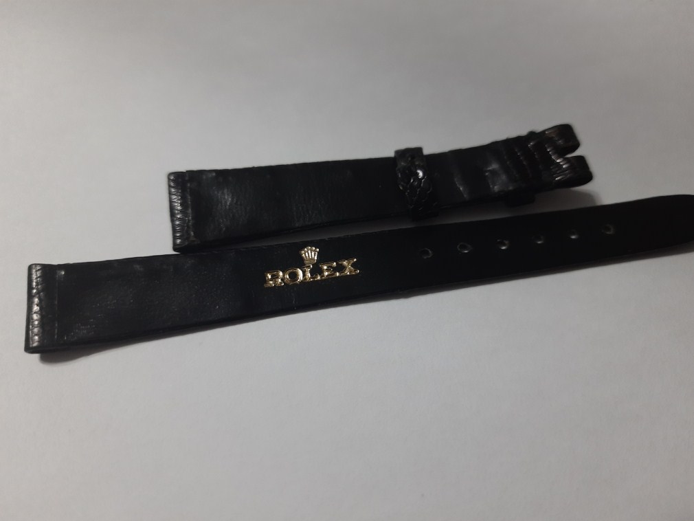 VINTAGE NOS 1960-70'S 12X10 MM ROLEX LADIES BLACK LIZARD STRAP