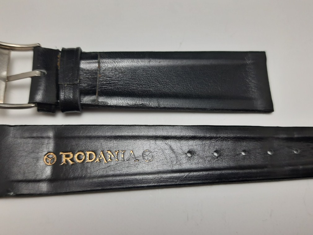 1960'S VINTAGE NOS 120MM RODANIA BLACK LEATHER BAND STRAP 