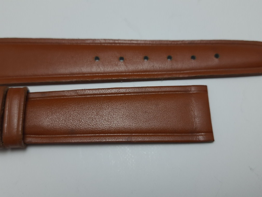 1960'S VINTAGE NOS 18MM RODANIA CAMEL LEATHER BAND STRAP 