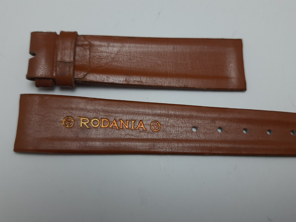 1960'S VINTAGE NOS 18MM RODANIA CAMEL LEATHER BAND STRAP 