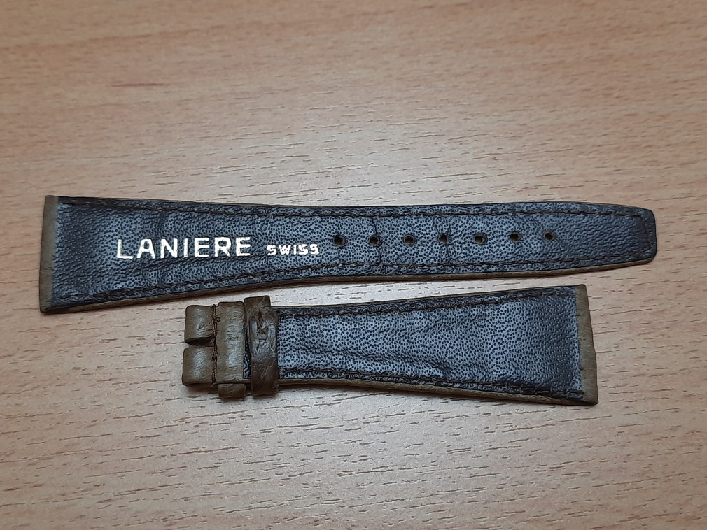 VINTAGE NOS 1970'S LANIERE 22X14 MM CAMEL OSTRICH LEATHER BAND STRAP