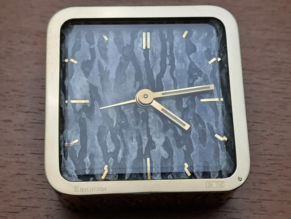 Stunning 18k / 925 Silver BOUCHERON Art Deco Travel Clock