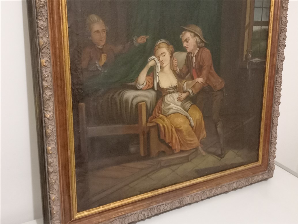 17th Century Romantic Scene Oil On Canvas Painting