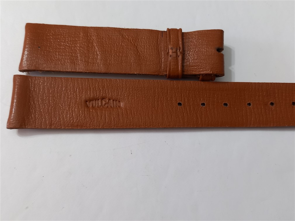 VINTAGE NOS 1960'S VULCAIN 18X16 MM honey BROWN LEATHER BAND STRAP